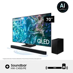 SAMSUNG - Televisor QLED 70 4K Tizen OS Smart TV QN70Q65DAGXPE + Soundbar HW-C450PE