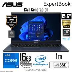 ASUS - Laptop ExpertBook B1502CVA-NJ1091 Intel Core i7-1355U 16GB RAM 1TB SSD 15.6" FHD Star Black