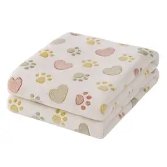 IDEAS PERFECTAS - Frazada Blanco Huellitas Felpa