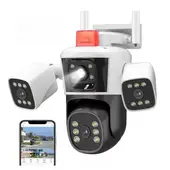 SEISA - Camara Seguridad Ip Wifi PTZ Triple Lente Exterior Alarma