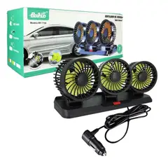 SEISA - Ventilador Auto Carro de triple Cabezal Giratorio 12V