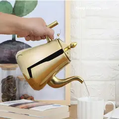 GENERICO - Tetera dorada de acero 1.5 Litros