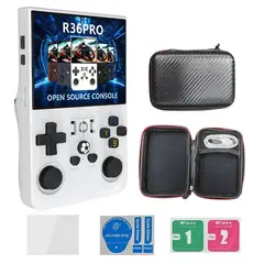OVOTOUMI - Consola Portatil Retro Game R36S Pro 64GB Blanco y Estuche