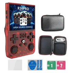 OVOTOUMI - Consola Portatil Retro Game R36S Pro 64GB Rojo y Estuche