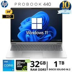HP - Laptop Probook 440 G10 Core I5 -1335U, 14"HD, Ram 32GB, SSD 1TB, Windows 11