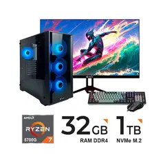AMD - PC Gamer Ryzen 7 5700G, 4.60GHz, 32GB DDR4, 1TB SSD, Monitor 23.8", Kit 2 en 1