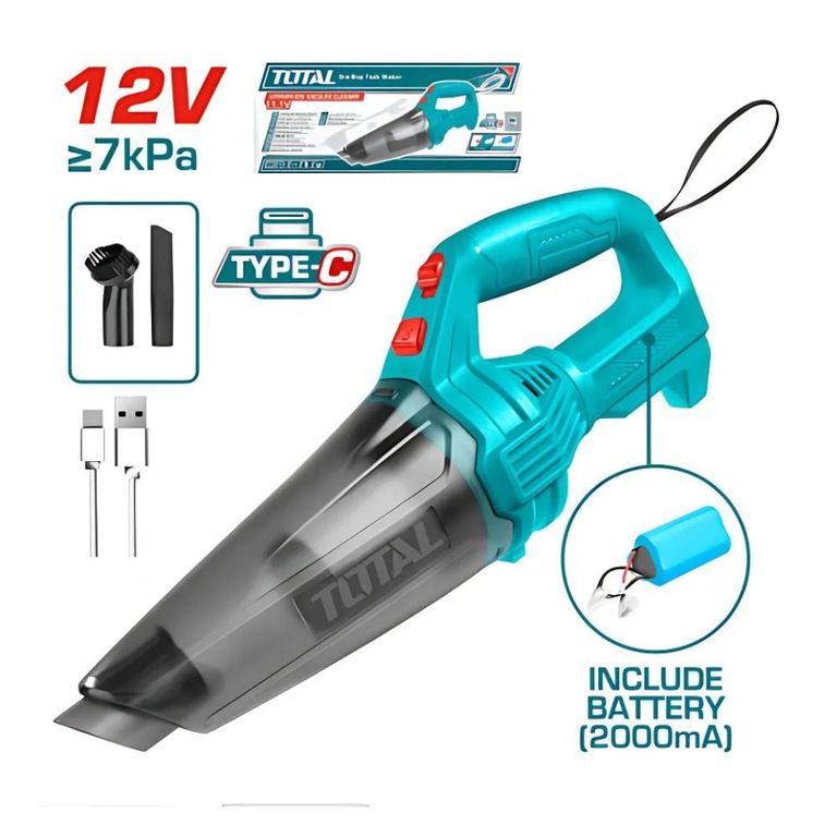 ASPIRADORA 05L 12V 7KPA BATERIA ISR18650-2000MAH USB C 5V - TVLI2026