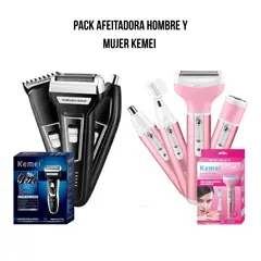 OEM - Pack Kemei Dúo Afeitadora Hombre + Mujer Recargables