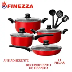 FINEZZA - Juego de ollas FZ-X1705M ULTRAGRANITO 11 pzs Rojo