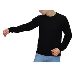 GENERICO - POLO CUELLO REDONDO MANGA LARGA JERSEY PARA HOMBRE NEGRO