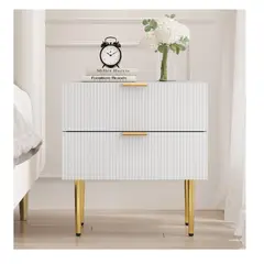 TU MESITA - MESA DE NOCHE ANDREA MODERNA 2 CAJONES COLOR BLANCO