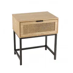 TU MESITA - MESA DE NOCHE BORGIAS CON REJILLA EN RATAN COLOR ROVERE 1 CAJON