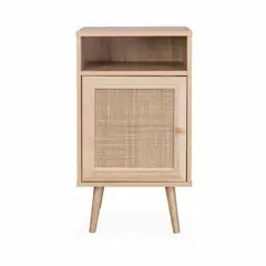 TU MESITA - MESA DE NOCHE ARIOSTO COLOR DUNA CON REJILLA DE RATAN 1 PUERTA