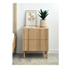 TU MESITA - VELADOR ESTILO NORDICO MISHA COLOR DUNA 2 CAJONES