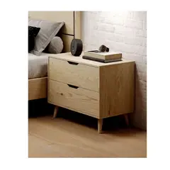 TU MESITA - VELADOR MESA DE NOCHE MODERNO ACUARIUS COLOR DUNA 2 CAJONES