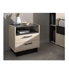 TU MESITA - VELADOR MESA DE NOCHE CLASICO MOBBY COLOR MANZANONEGRO 2 CAJONES