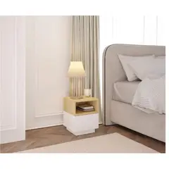 TU MESITA - MESA DE NOCHE MODERNA COLAN COLOR BlANCODUNA 1 CAJON