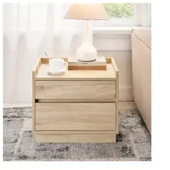 TU MESITA - MESA DE NOCHE VELADOR ARTURO COLOR DUNA 2 CAJONES