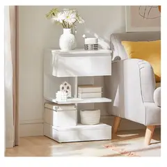 TU MESITA - VELADOR MESA DE NOCHE MARLEN COLOR BLANCO 1 CAJON