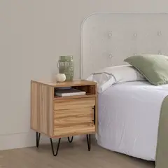 TU MESITA - VELADOR MESA DE NOCHE MITRE COLOR MARRON 1 PUERTA