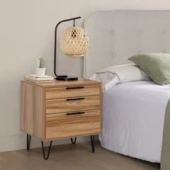 TU MESITA - VELADOR MESA DE NOCHE MITRE COLOR MARRON 3 CAJONES