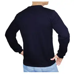 GENERICO - POLO CUELLO REDONDO MANGA LARGA JERSEY PARA HOMBRE AZUL MARINO