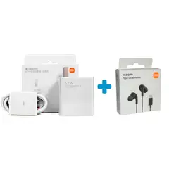 XIAOMI - Cargador 67w Con Cable + Audífonos Tipo C para Note 12 Lite