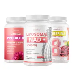 OEM - Pack Carmesi Store NeverAge LIPOSOMAL NAD+ 1000MG + RESVERATROL Berberina Carmesí Probioticos Vaginales