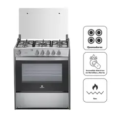 INDURAMA - Cocina a Gas 5 Quedamores CANTABRIA QZ CROMA