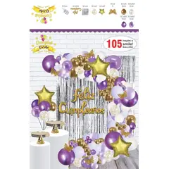 GENERICO - ARCO Y SET DE GLOBOS DE ALTA CALIDAD MORADOL,LILA Y DORADO