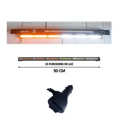 GENERICO - Barra Led de Emergencia Luz Blanco Ámbar 90w Con Switch