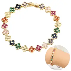 NO LOGO - Pulsera de Flor multicolor de Circonia encanto de moda regalo