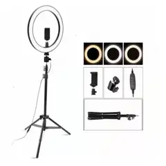 GENERICO - Aro De Luz Led 26 CM + Soporte Para Celular + Tripode 2 Metros