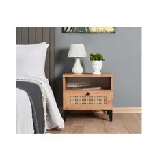 TU MESITA - Mesa de Noche Velador Andreina Rovere 1 cajón con Ratán