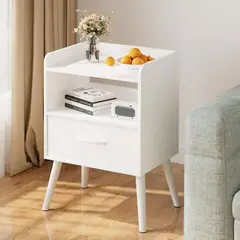 TU MESITA - Velador Mesa de Noche Clásica Ramón 1 cajón color Blanco