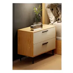 TU MESITA - Velador Mesa de Noche Moderno Acuarius HayaBlanco 2 cajones