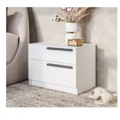 TU MESITA - Velador Mesa de Noche Melchor color Blanco 2 cajones