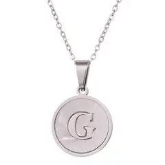 GENERICO - Collar Inicial Nácar con corazón letra G Plateado