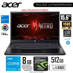 ACER - Laptop Nitro V15 Intel Core i5-13420H 8GB RAM 512GB SSD 15.6" FHD RTX3050-6GB - ANV15-51-56GH