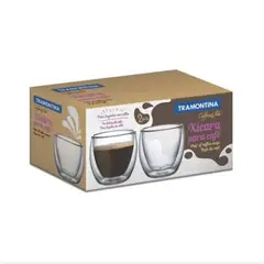 TRAMONTINA - Juego 2 Tazas Vidrio Para Cafe 0.11 Lt -