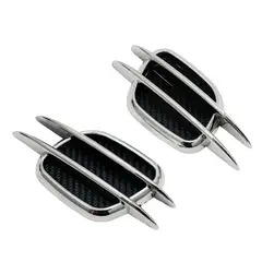 GENERICO - ADORNO LATERAL TOMA DE AIRE NEGRO CON PLATEADO 2 PCS 13*6 CM
