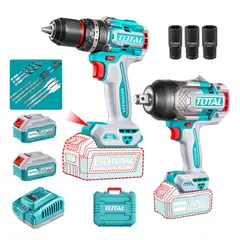TOTAL TOOLS - Taladro percutor 96nm + llave de impacto 1350nm industrial Total