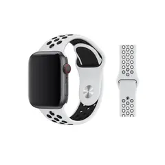 JET - Correa Sport de silicona para Apple Watch 42 44 mm Blanco Con Negro