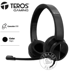 TEROS - Auriculares Alámbricos TE-8037N USB-A 108dB para Windows Negro