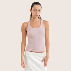 DROP THE LABEL - Tank Top Palo Rosa para Mujer Manga Cero Rib Modal