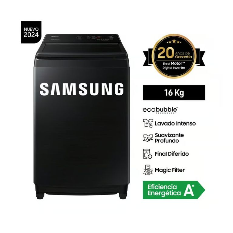 Lavadora Digital Inverter Wa16cg6441bvpe 16 Kg - Negro
