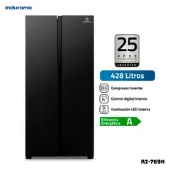 INDURAMA - REFRIGERADORA 428 L SIDE BY SIDE RI-769N -NEGRO