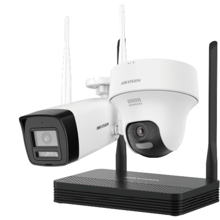 Kit Inalámbrico de 4 MP NVS 4ch soporta hasta 512gb 1 Camara Bala Exterior + 1 Camara