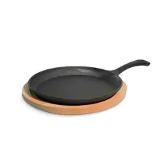 RECORD - SARTEN OVALADA DE HIERRO FUNDIDO CON BASE DE MADERA