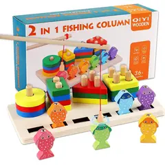GENERICO - Juego didáctico Montessori 2 en 1 - Pesca y encaja